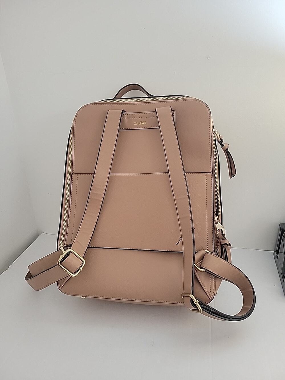 Calpak - Kaya Laptop Backpack Pink Blush Rose Gold Lettering 15"×12"